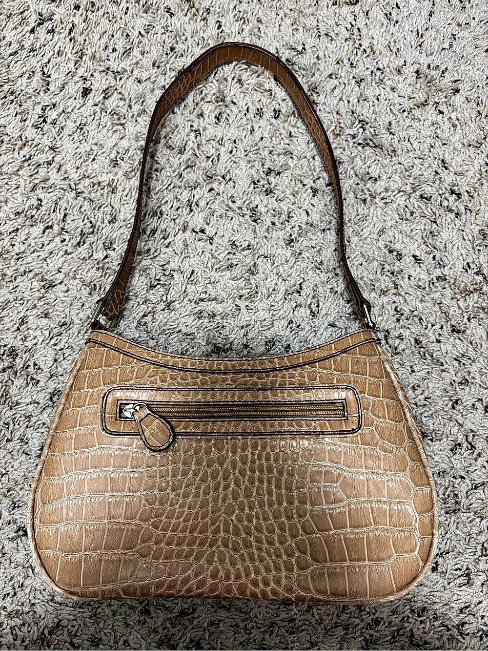 Liz Claiborne Croc-Embossed Shoulder Bag in Tan